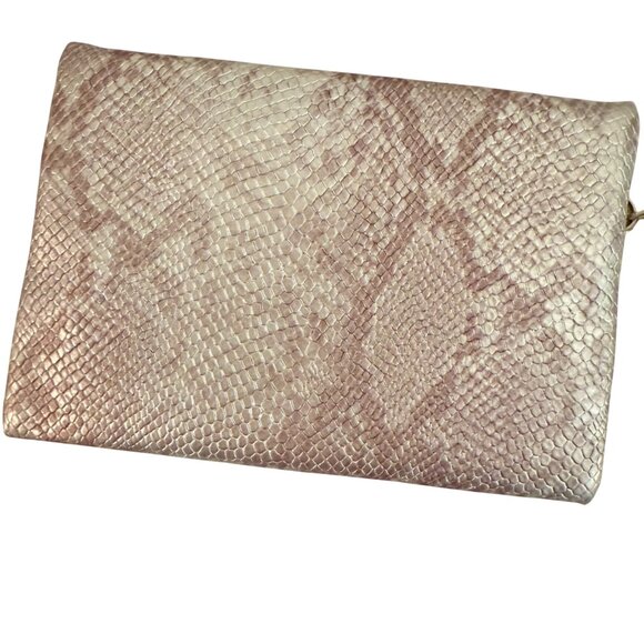 Ipsy Snakeskin Zip Change Purse Small Pouch Credit Card Holder Silver Chain Clip - Picture 6 of 8